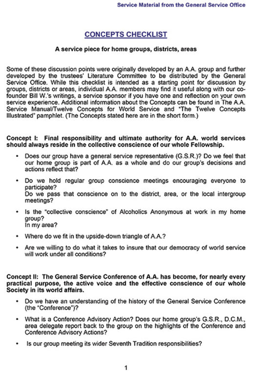 Concepts Checklist